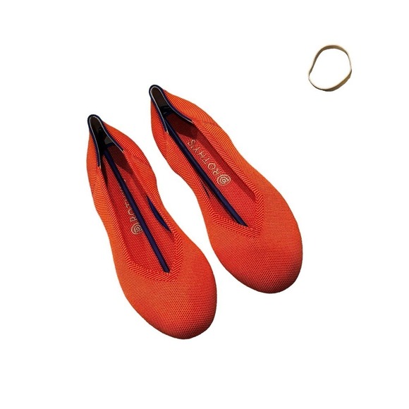 Rothy's Orange Persimmon Marina Heel Stripe Round Toe Flat Size W11.5 NWOB - Picture 4 of 8